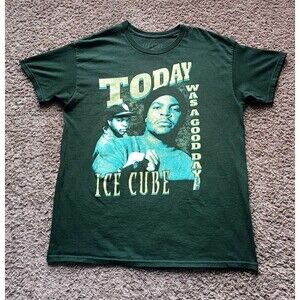 Ice Cube T-Shirt Men's Size Large 90s Graphic Print Green Shirt